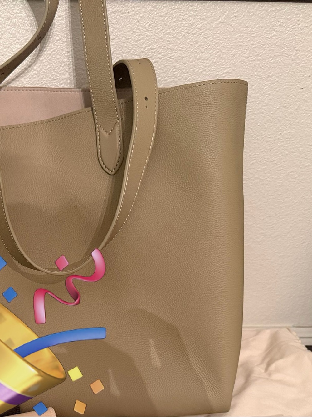 Classic Taupe/green Leather Tote Bag - Women